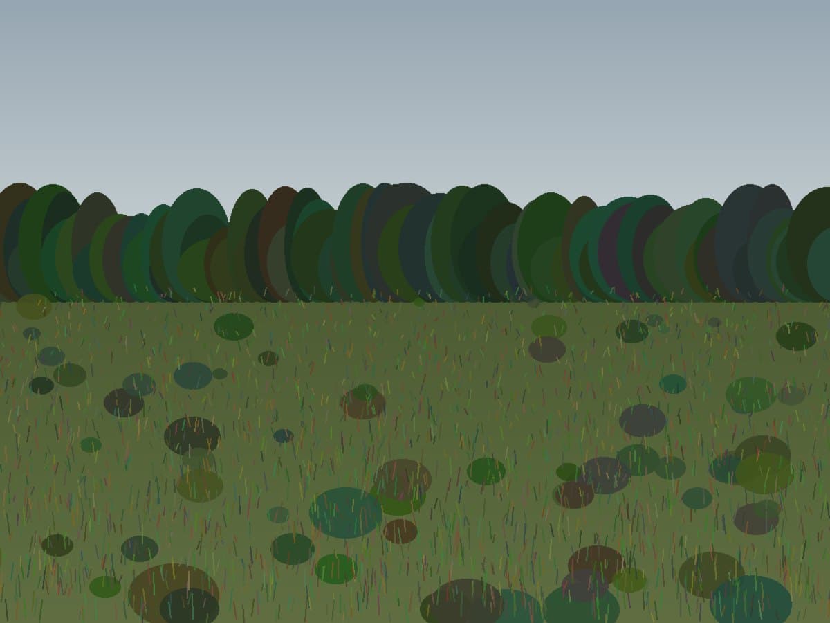 Overgrown, wooded lot before land clearing